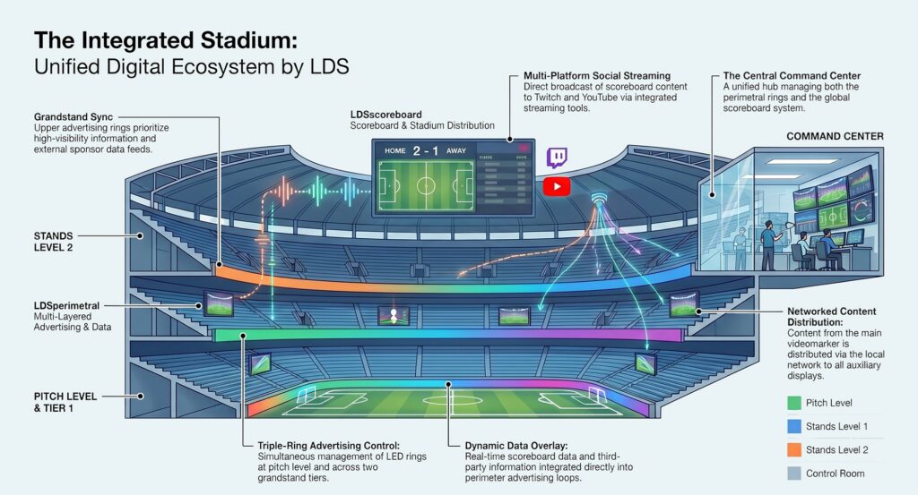 Full stadium control with LDSperimetral and LDSscoreboard